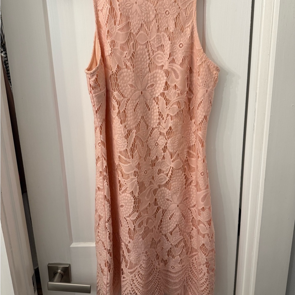 Francesca's Collections Orange Pink A-line Midi Dress